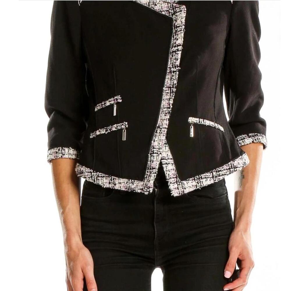 White House Black Market Tweed Trim Career Blazer Jacket Work Office Chic 12